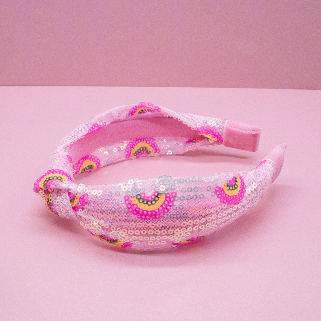 Frog Sac - Kids Sequin Knot Headband - Rainbow