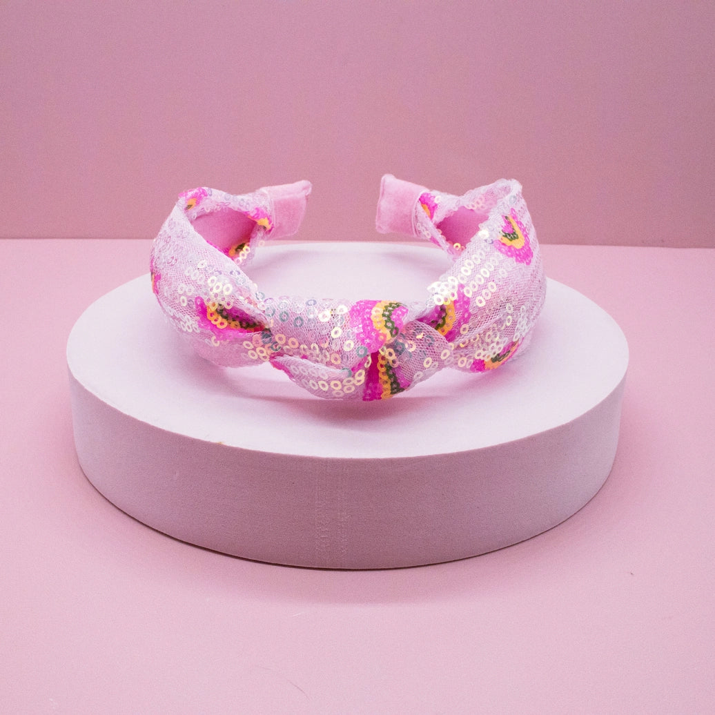 Frog Sac - Kids Sequin Knot Headband - Rainbow