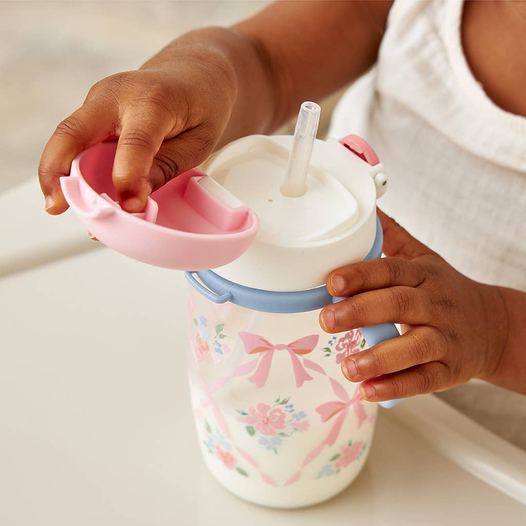 Itzy Ritzy Canada - Itzy Sips - Straw Cup With Snap-Close Lid: Ribbons & Roses