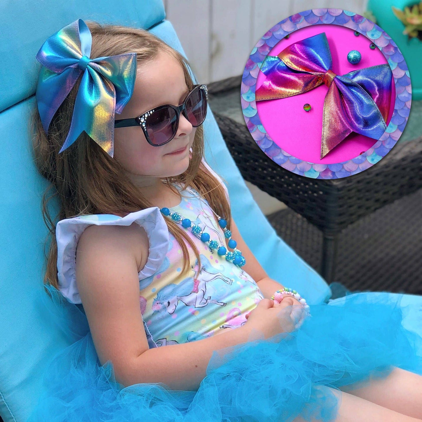 Frog Sac - Large Mermaid Hair Bows - 4 Pack