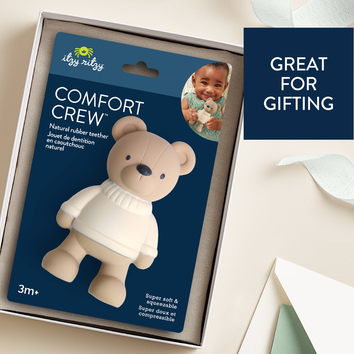 Itzy Ritzy -  Chew Crew: Bear Natural Rubber Teether