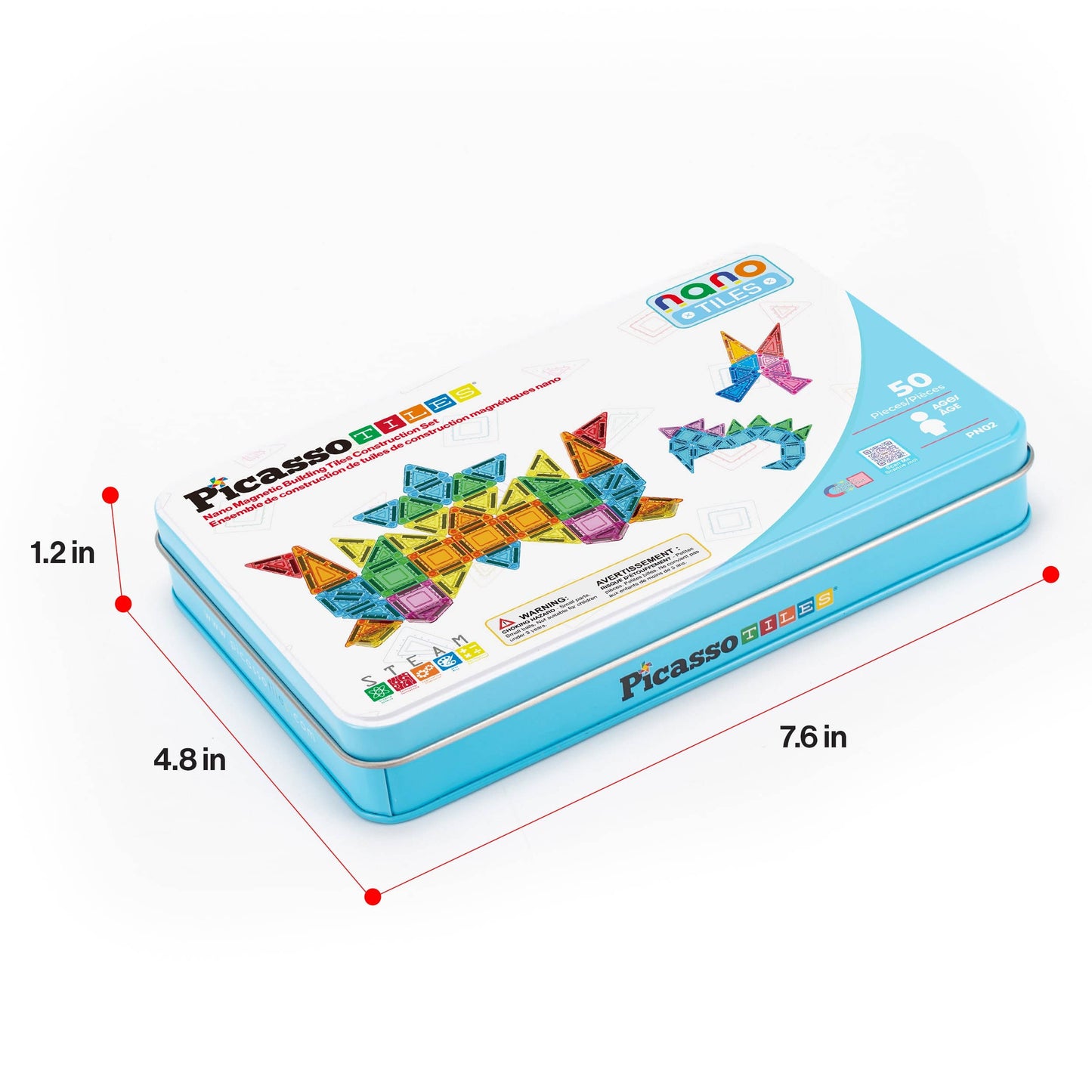 PicassoTiles 50pc Nano Magnetic Building Tiles Construction Travel Set