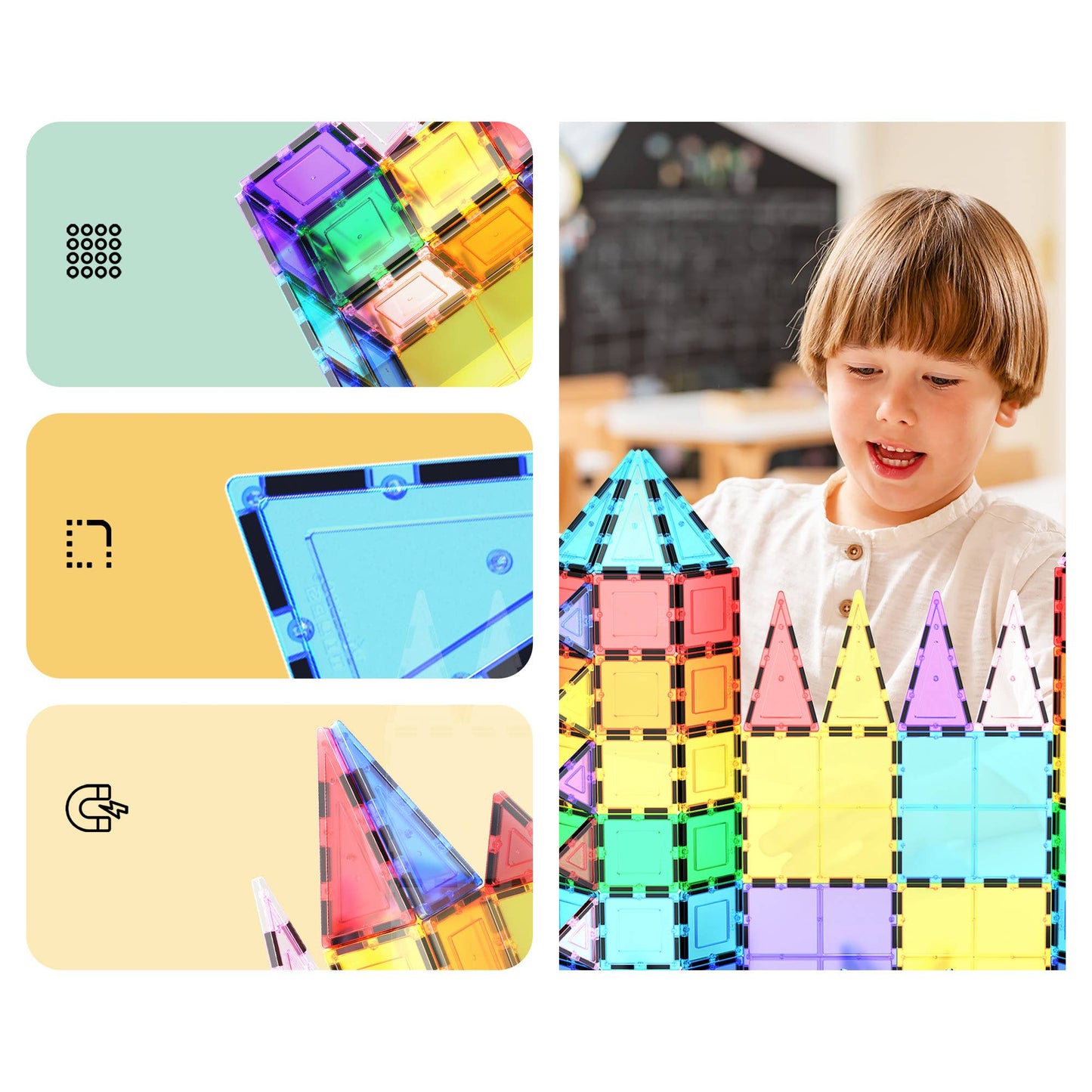 PicassoTiles 61pc Magnetic Tile Building Set