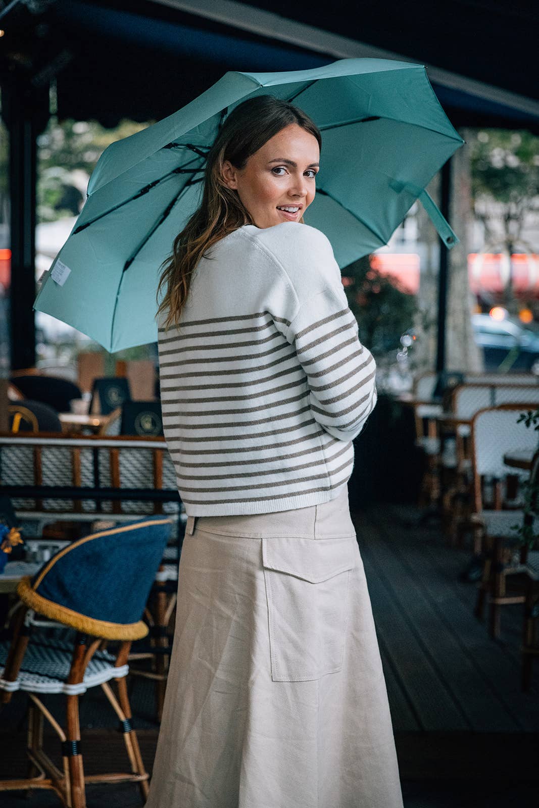 SMATI - Eco-friendly Compact Automatic Celadon Umbrella