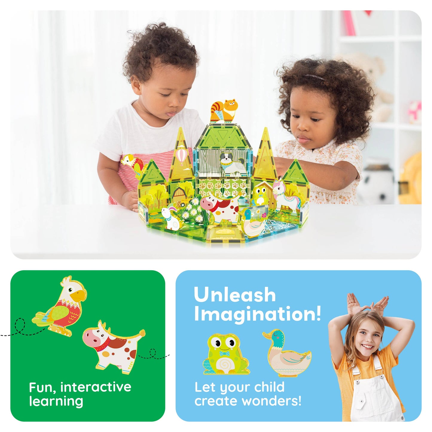 PicassoTiles 8pc Farm Animal Magnetic Action Figures