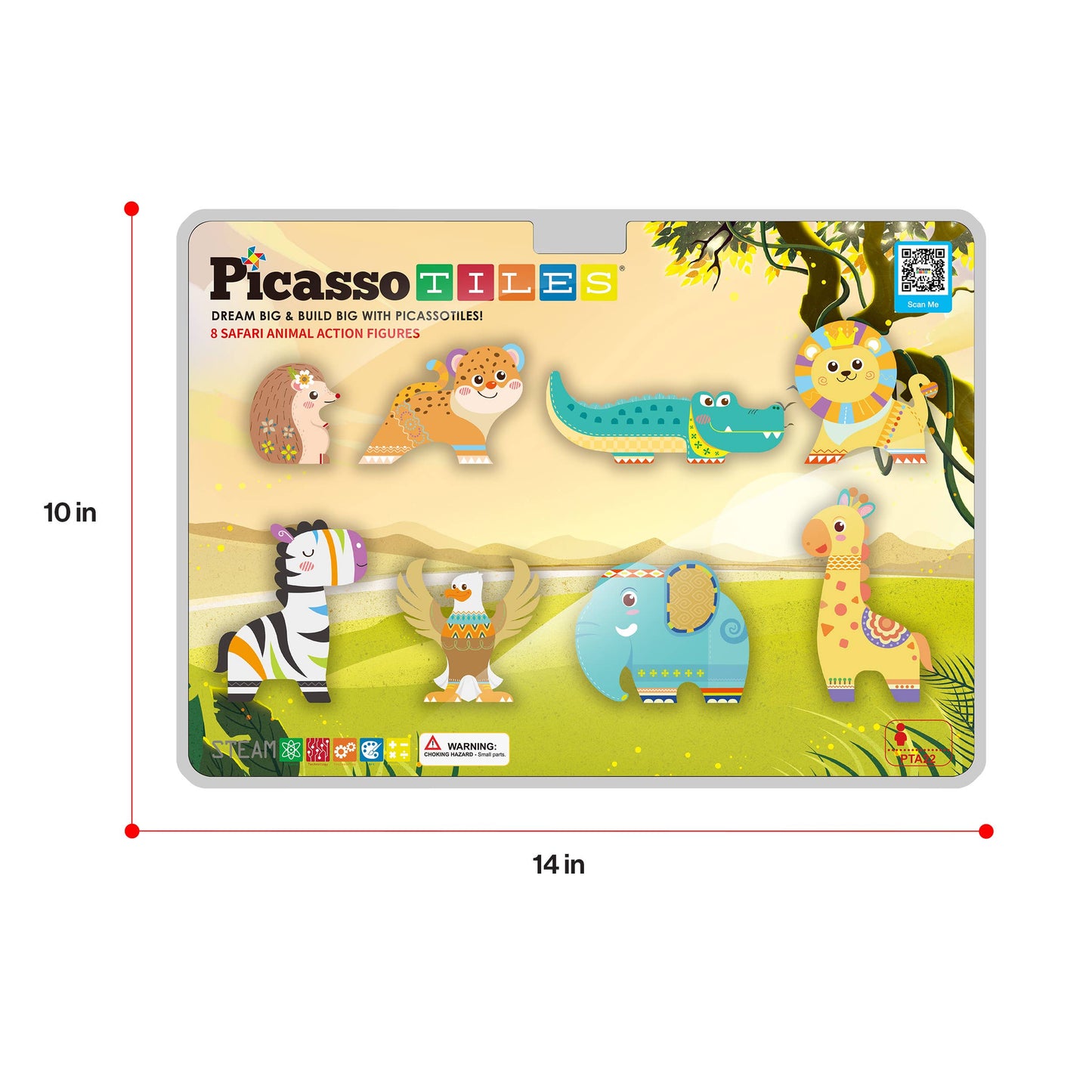 PicassoTiles 8pc Safari Animal Magnetic Action Figures
