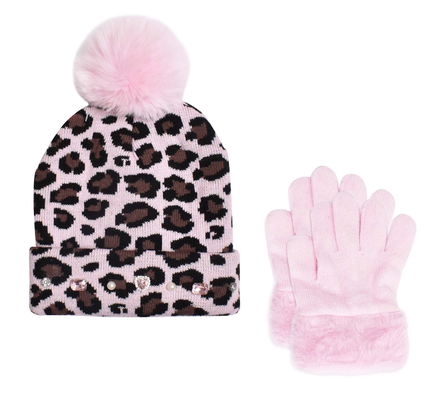 OMG Accessories - Leopard Print Hat & Glove Set