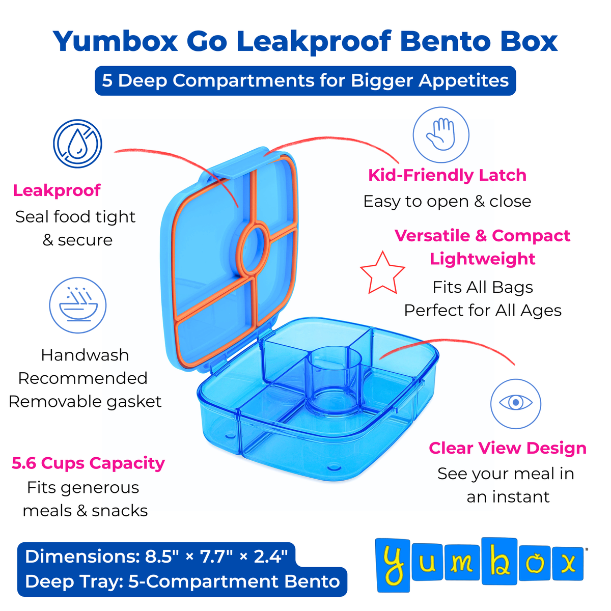Yumbox - Yumbox Go Leakproof Bento Lunch Box – 5 Compartment, 5.6 Cup