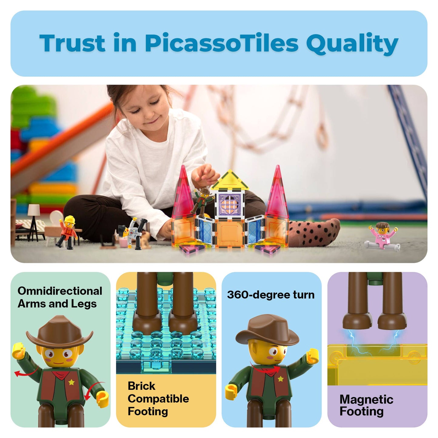 PicassoTiles Professional Figure Set 4 Pieces