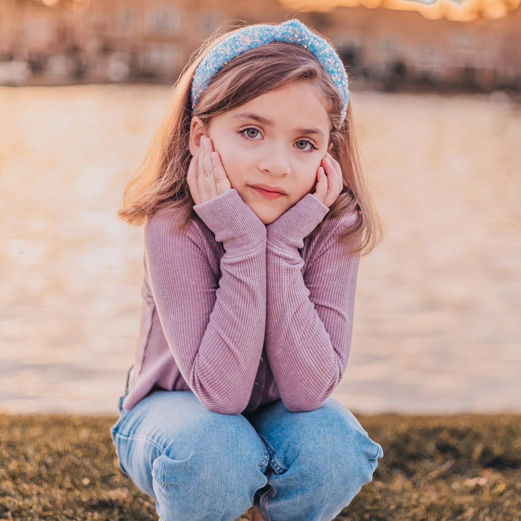 Frog Sac - Kids Knot Headband - Sequin Knotted Hair Band Accessories