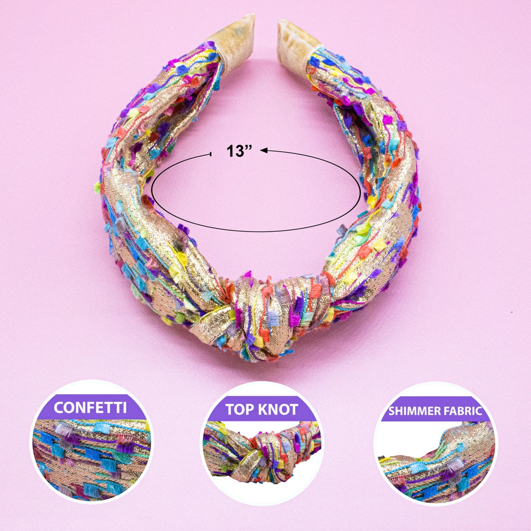 Frog Sac -  Kids Knot Headband - Gold Confetti Hair Accessories For Girls
