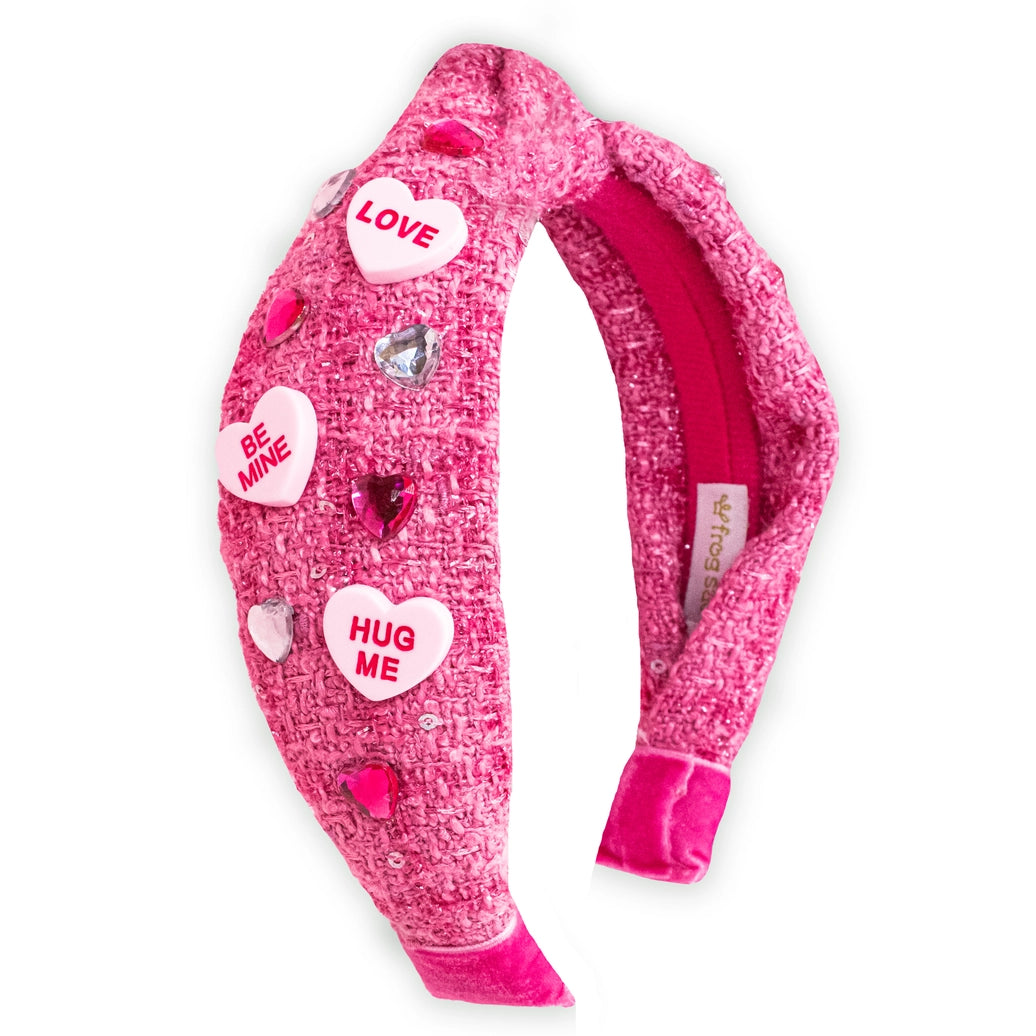 Frog Sac - Kids Embellished Knot Headband - Candy Valentines Day Heart