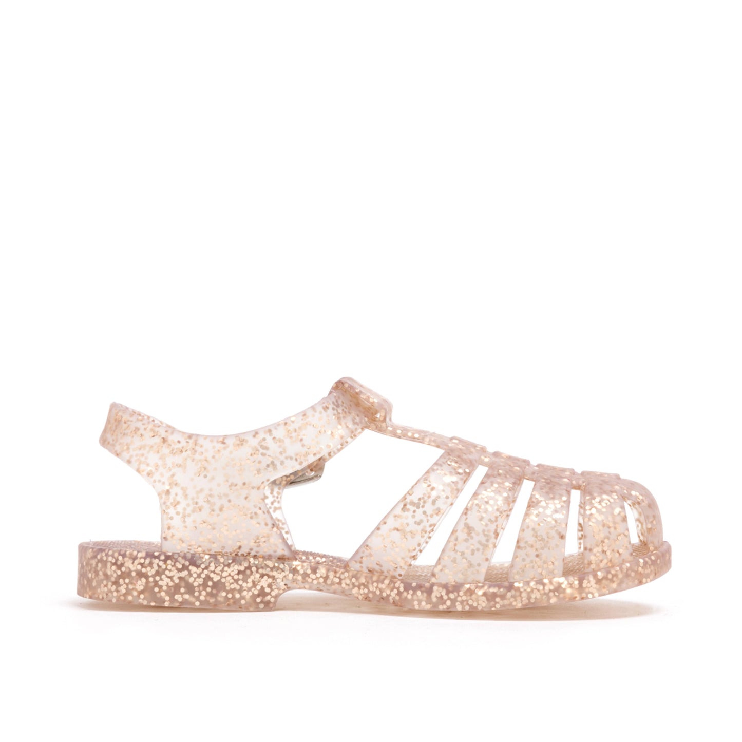 Shooshoos Jelly Sandal : Rose Gold Glitter