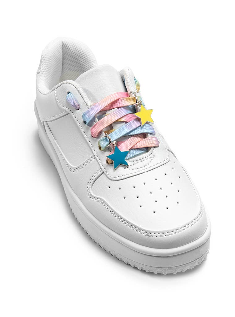 Living Royal - Shoelaces w/ Charms Set - Pastel Ombre Laces w/ Star Charms