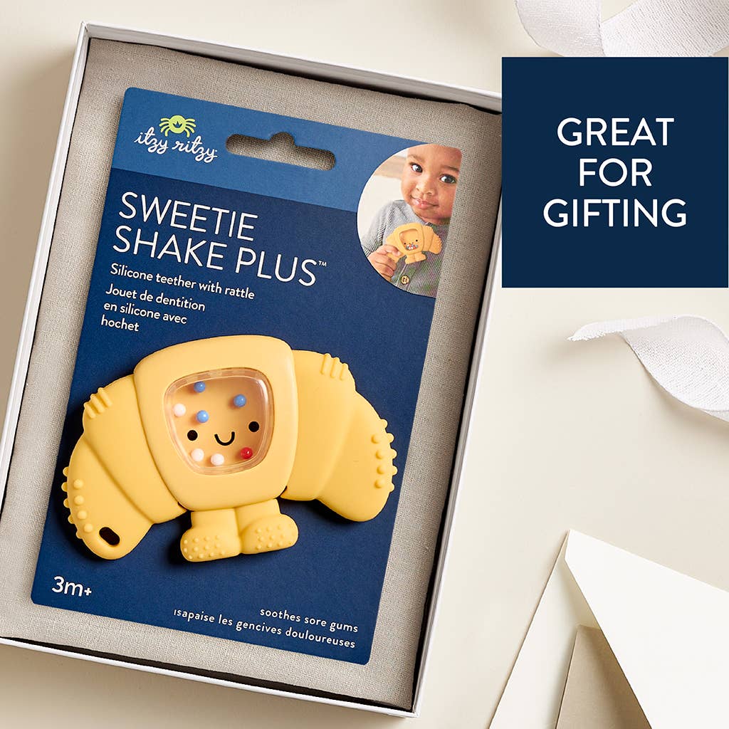 Itzy Ritzy - Sweetie Shake Plus™ - Teething + Rattle Toy: Croissant