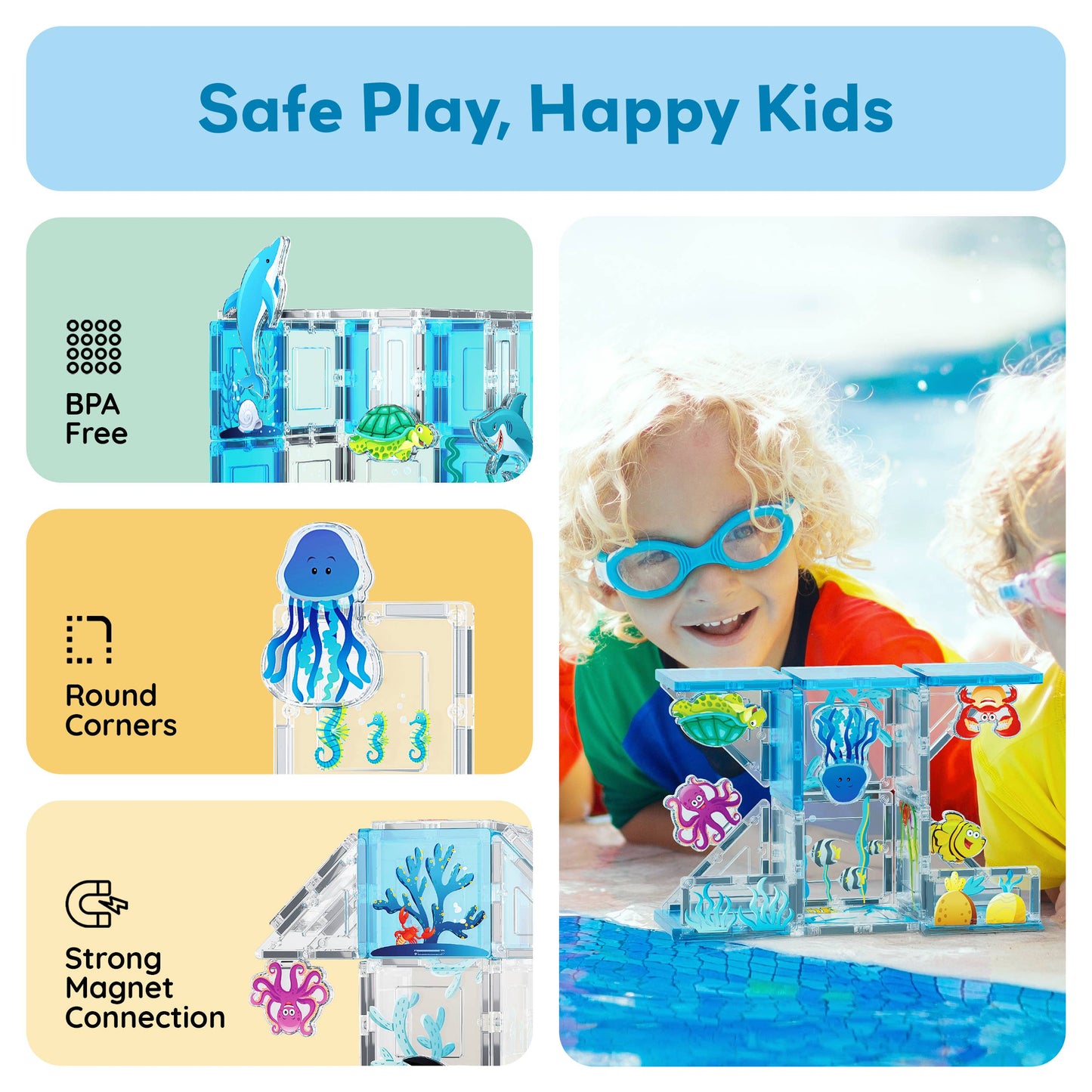 PicassoTiles 8pc Marine Animal Magnetic Action Figures