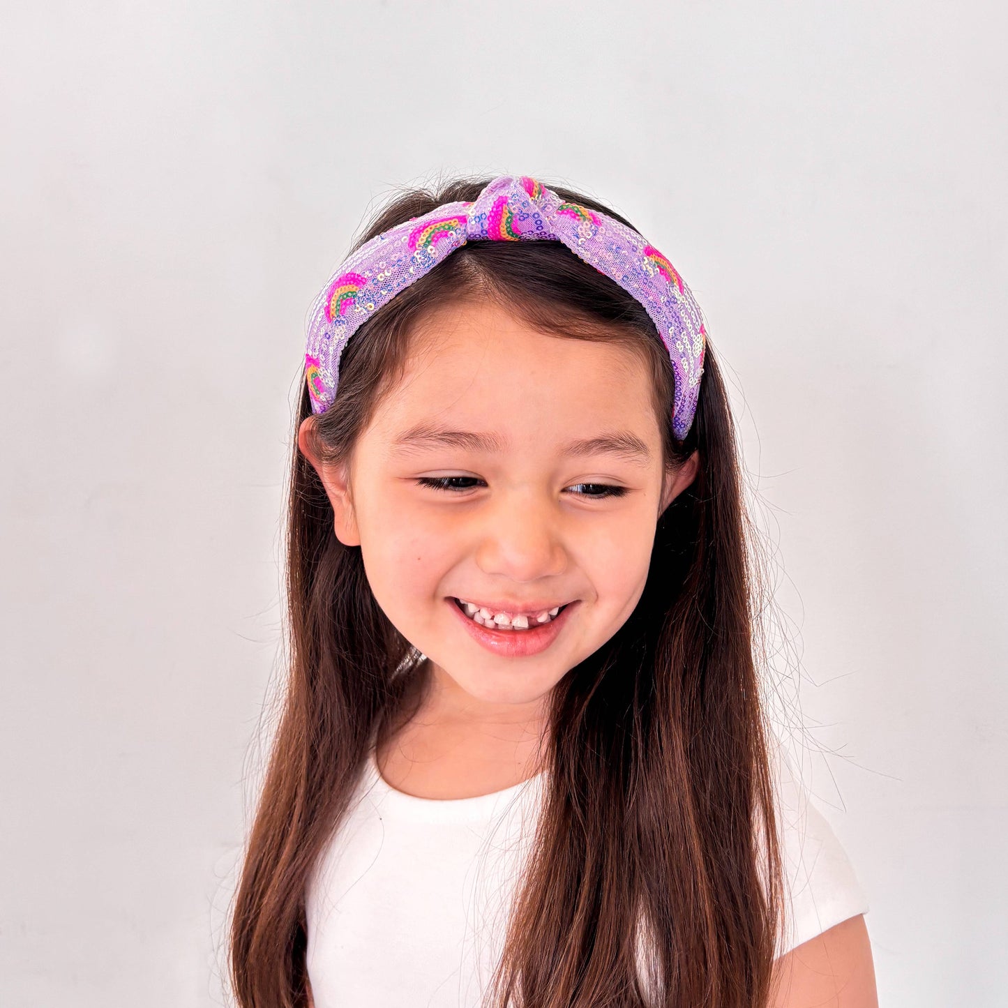 Frog Sac Kids Sequin Knot Headband, Rainbow