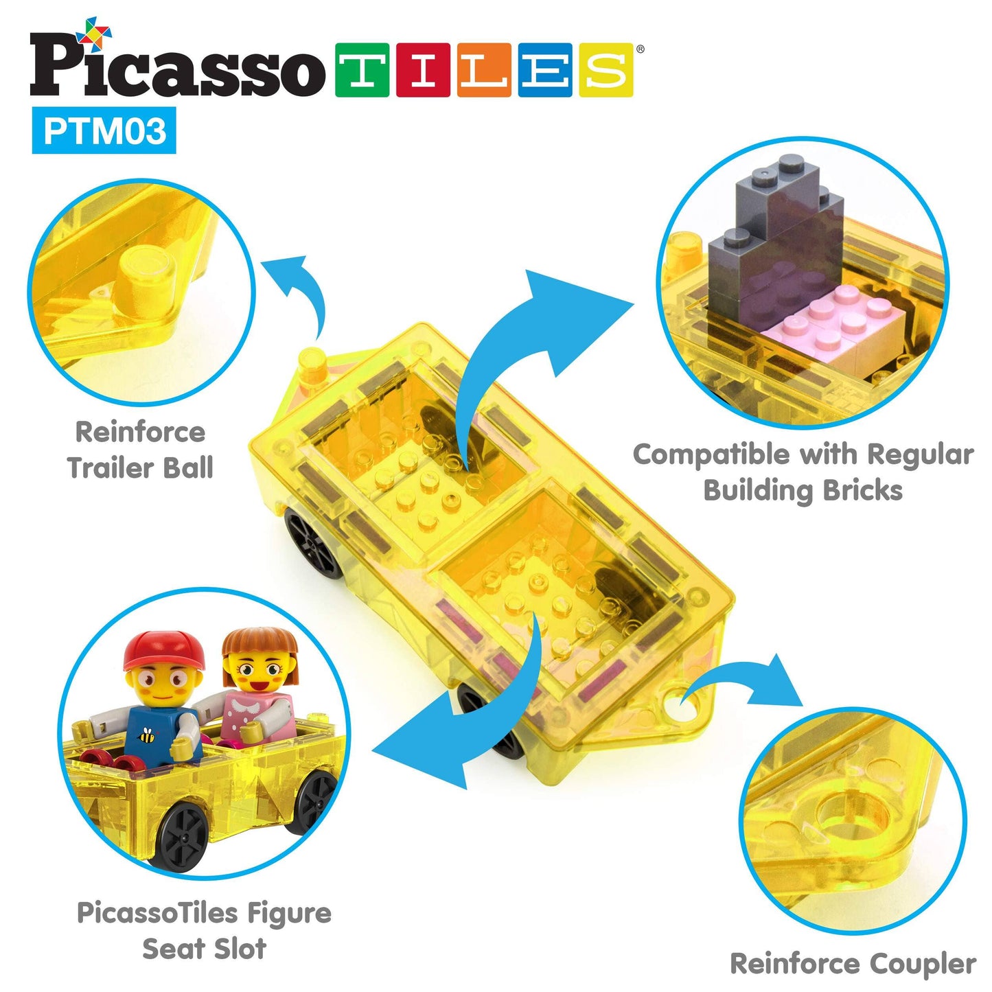 PicassoTiles 3pk Travel Size Magnetic Tile Building Set