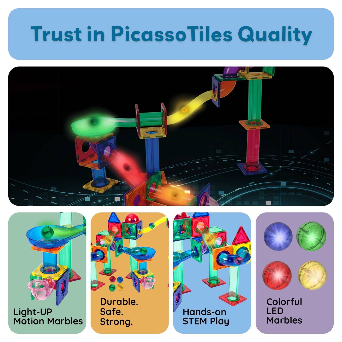 PicassoTiles Light Up Marbles