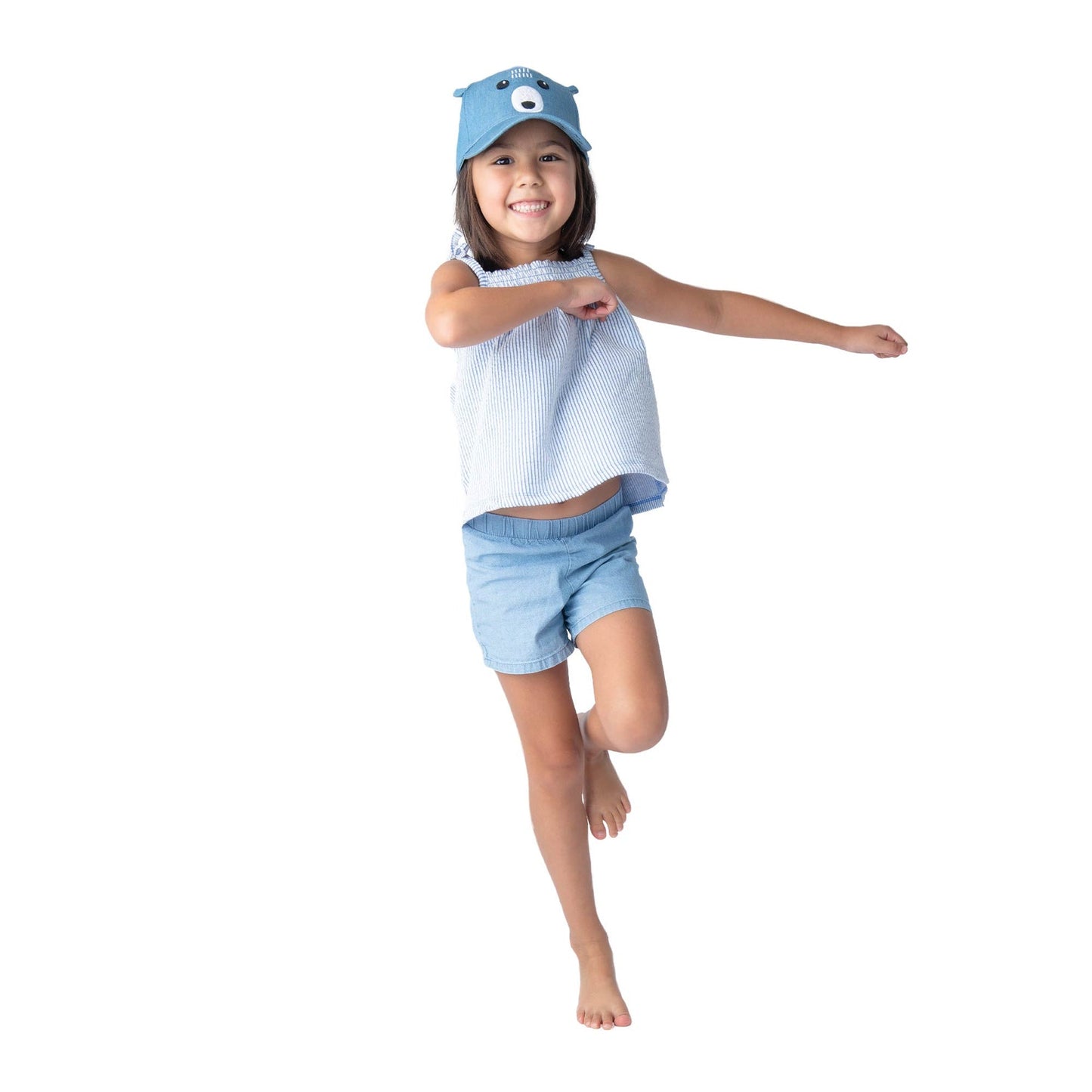 Flapjackkids - Kids Upf50+ 3D Cap - Bear Chambray (4-6Y)