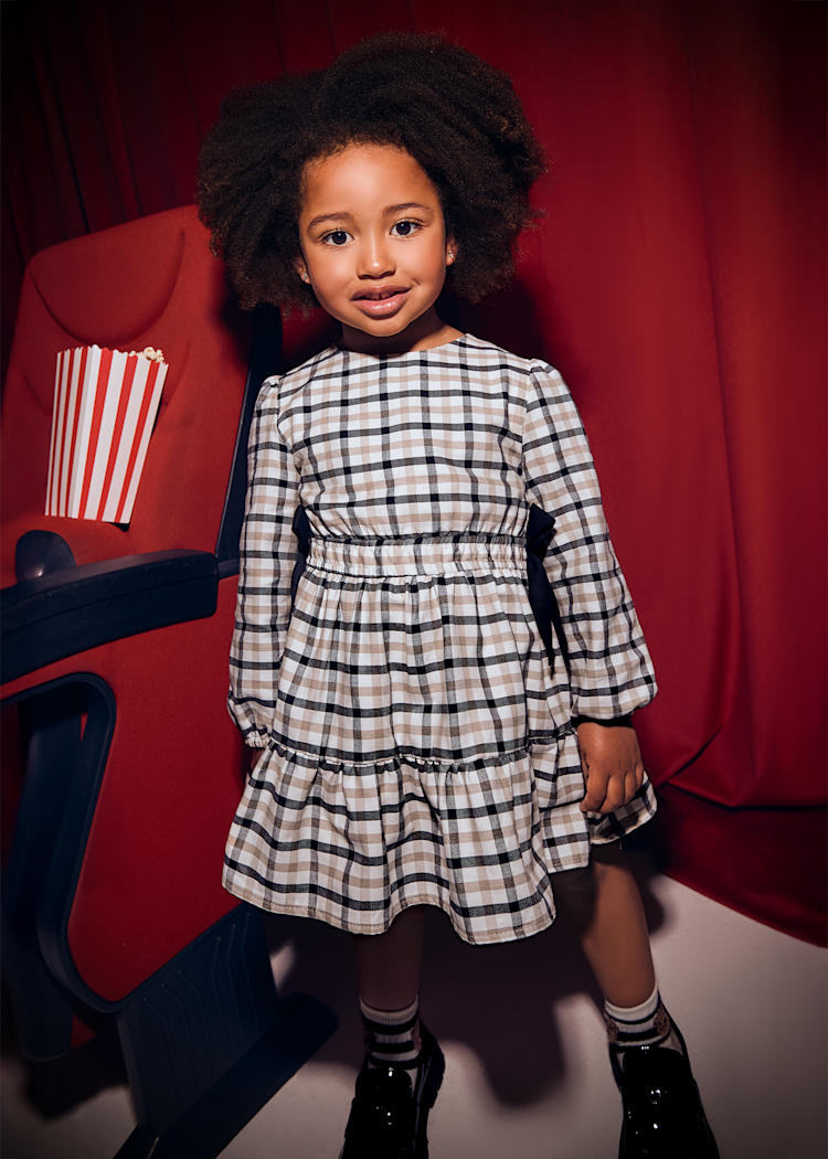 Mayoral Girl's Plaid Dress with Bow Details