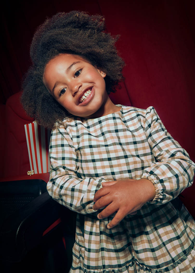 Mayoral Girl's Plaid Dress with Bow Details