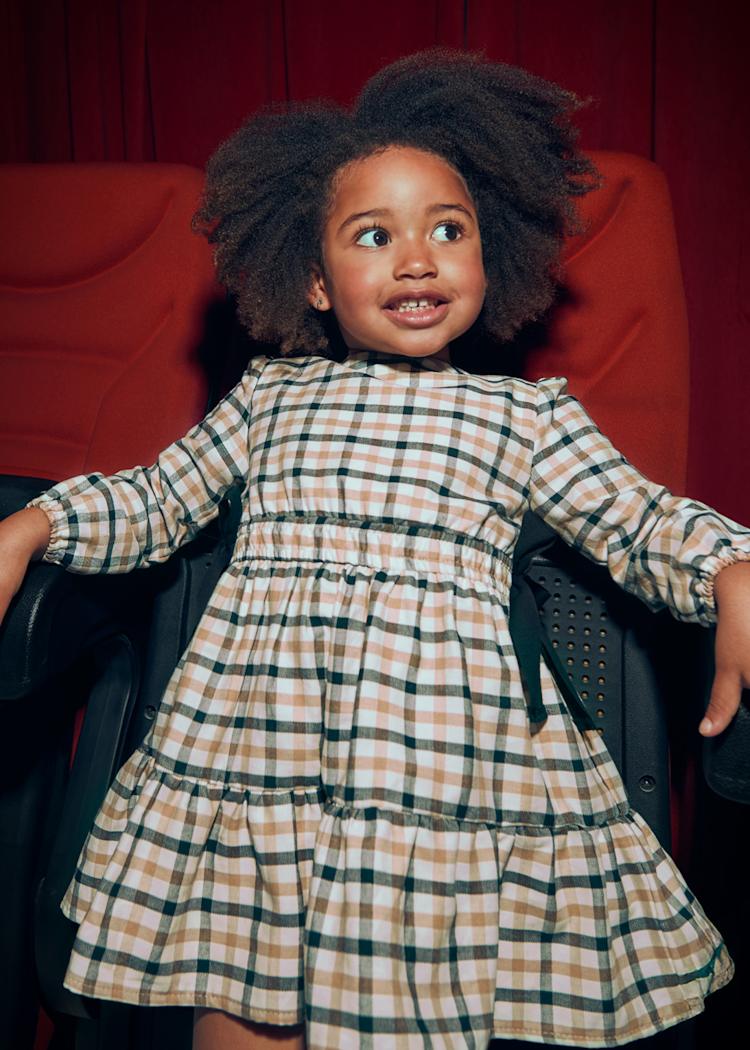 Mayoral Girl's Plaid Dress with Bow Details