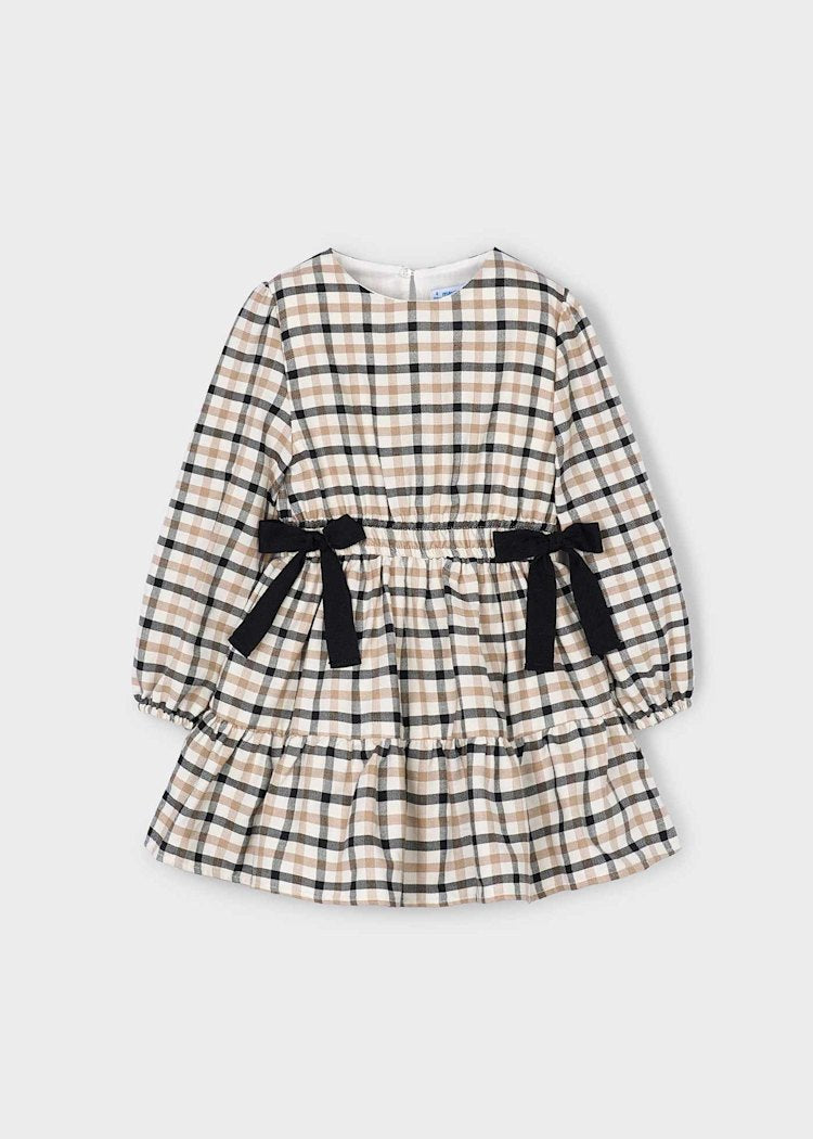 Mayoral Girl's Plaid Dress with Bow Details