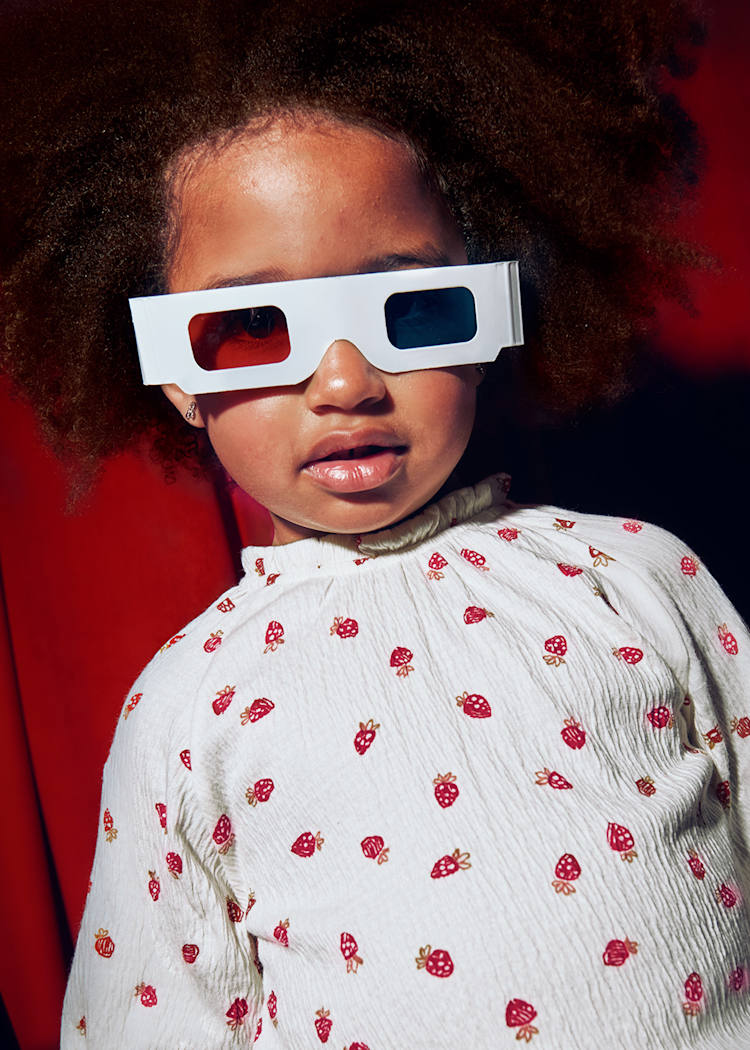 Mayoral Girl's Flowy Bambula Shirt Strawberry Print