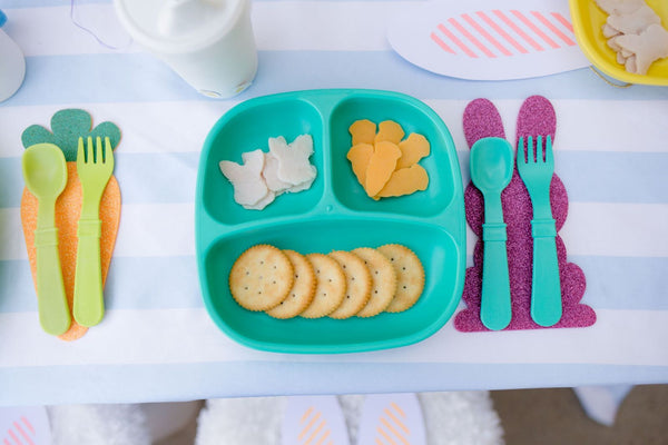 Re-play 3 PK Divided Plates, Lemon Drop, Sand, Grey