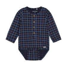 Minymo -Baby Body Suit Blue Check - 3M