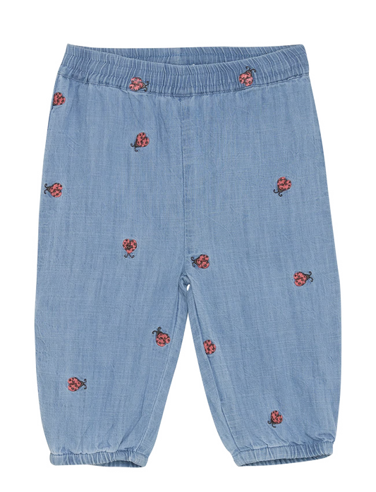 Minymo - Infant Lined Denim Pants with Embroidered Ladybugs