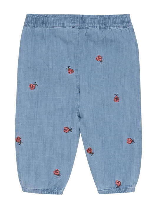 Minymo - Infant Lined Denim Pants with Embroidered Ladybugs
