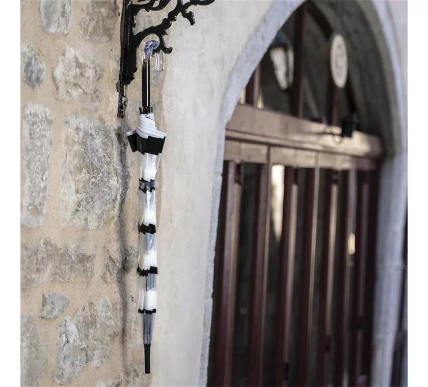 SMATI - Long Transparent Umbrella Black & White Stripe