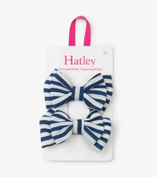 Hatley Navy Stripe Bows Hair Clips