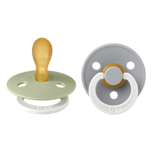 BIBS Pacifier Original COLOUR Latex 2 PK Symmetrical Sage Glow/Cloud Glow