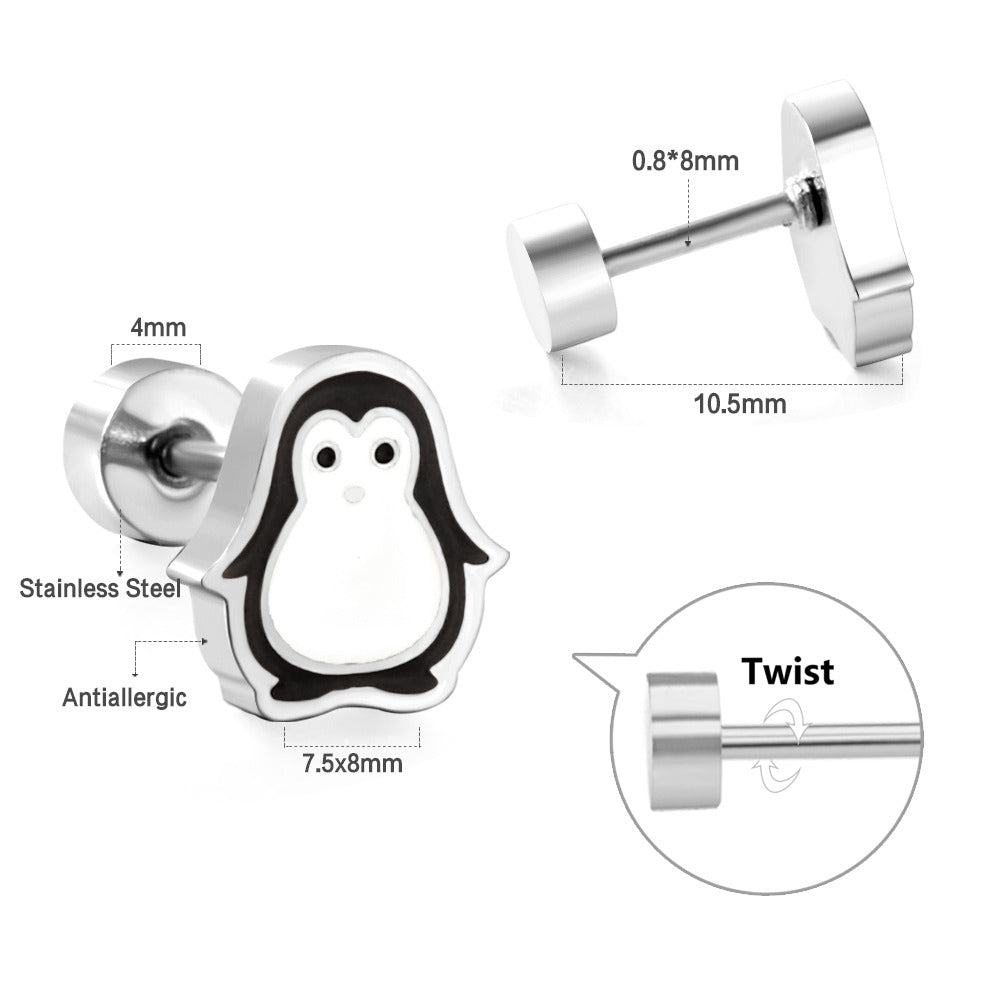 Oh! Cherise Stainless Steel Flat Back Earrings