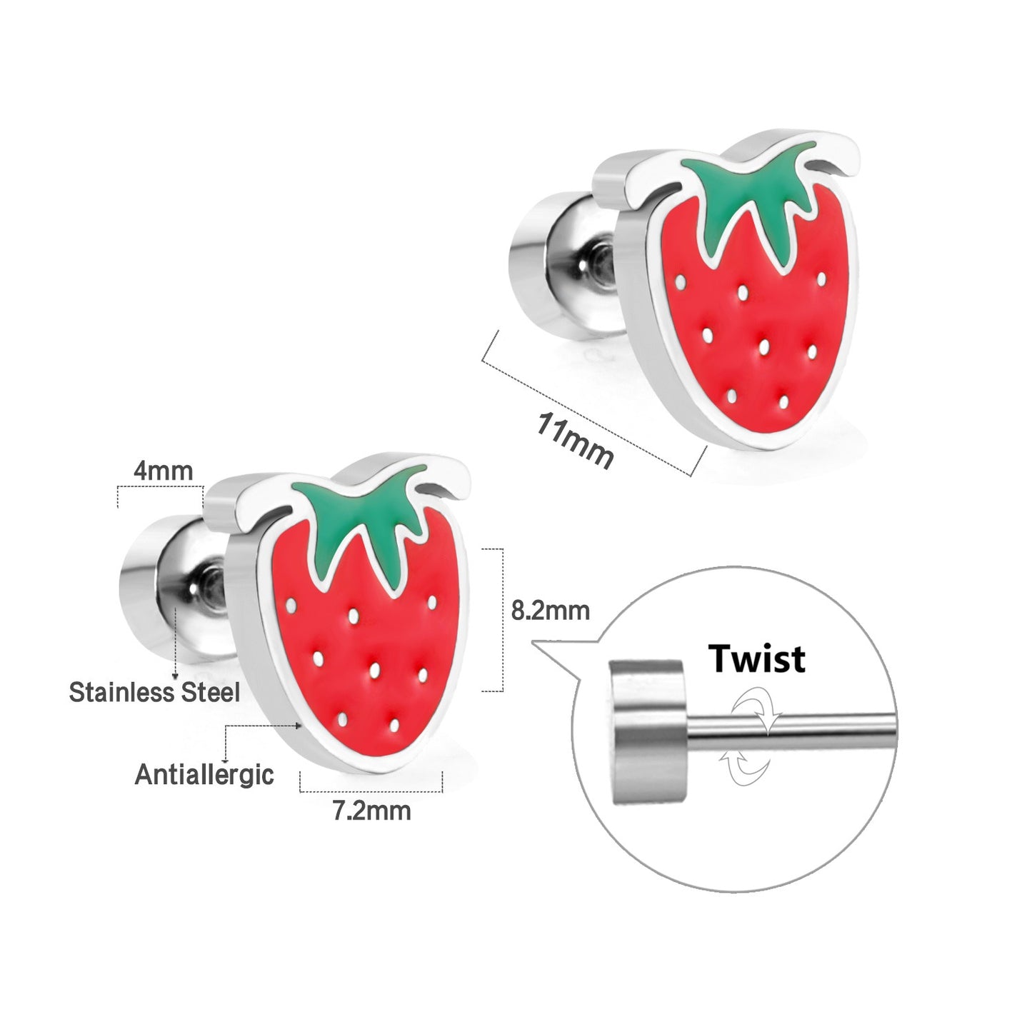 Oh! Cherise Stainless Steel Flat Back Earrings