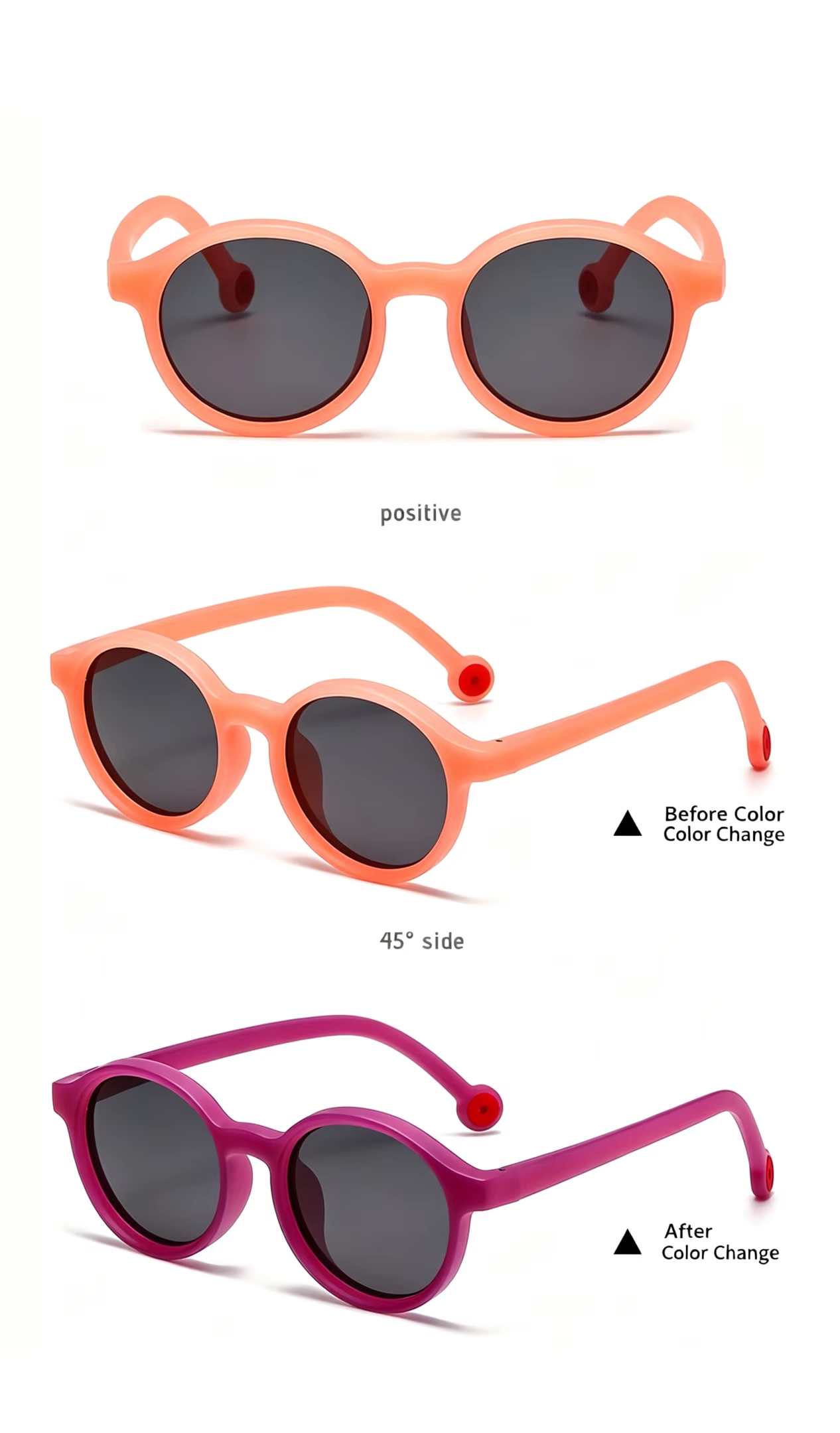 Oh! Cherise Unbreakable Polarized Kids Color Changing Sunglasses 3-6Y - Round