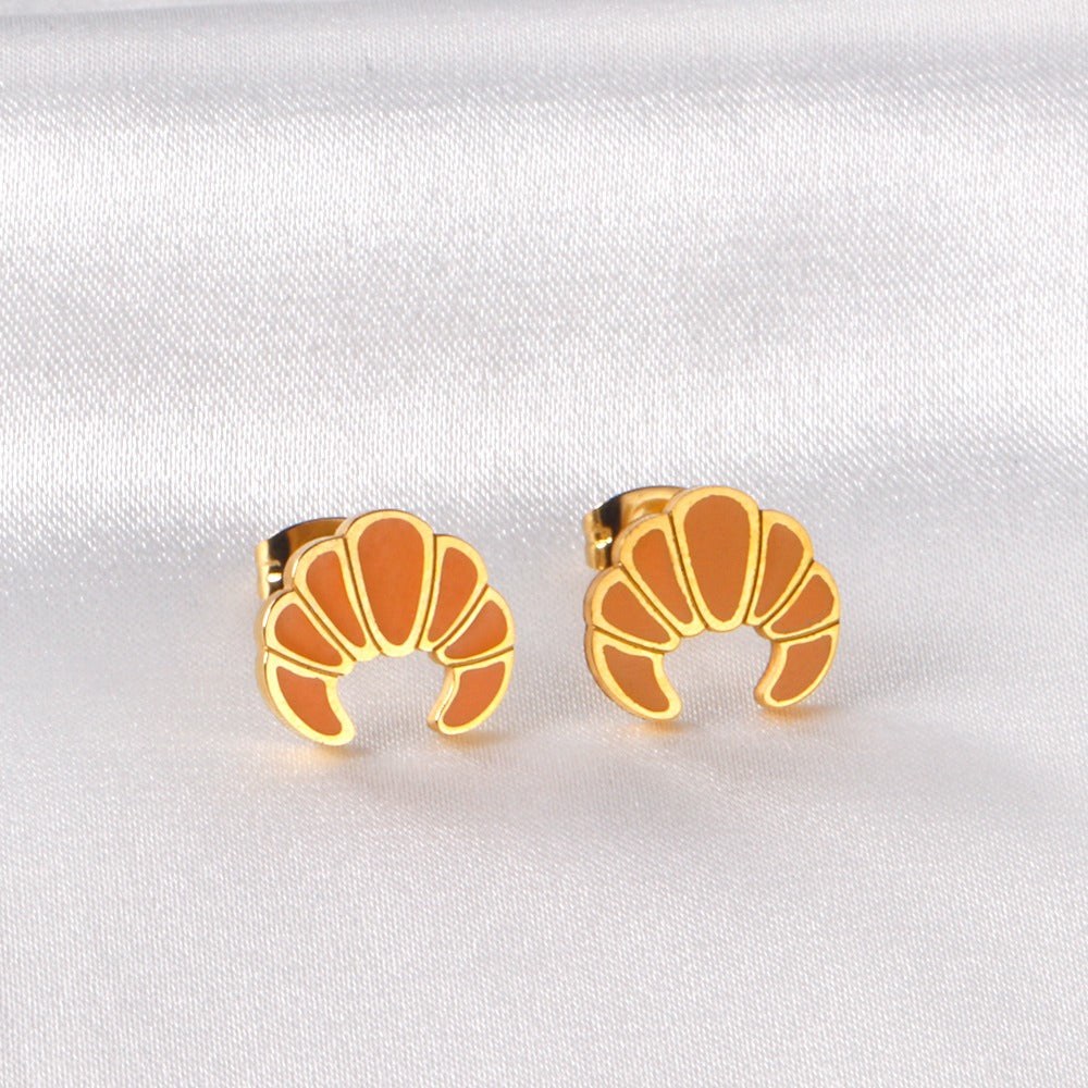 Oh! Cherise Stainless Steel Flat Back 18k Gold Plated Earrings