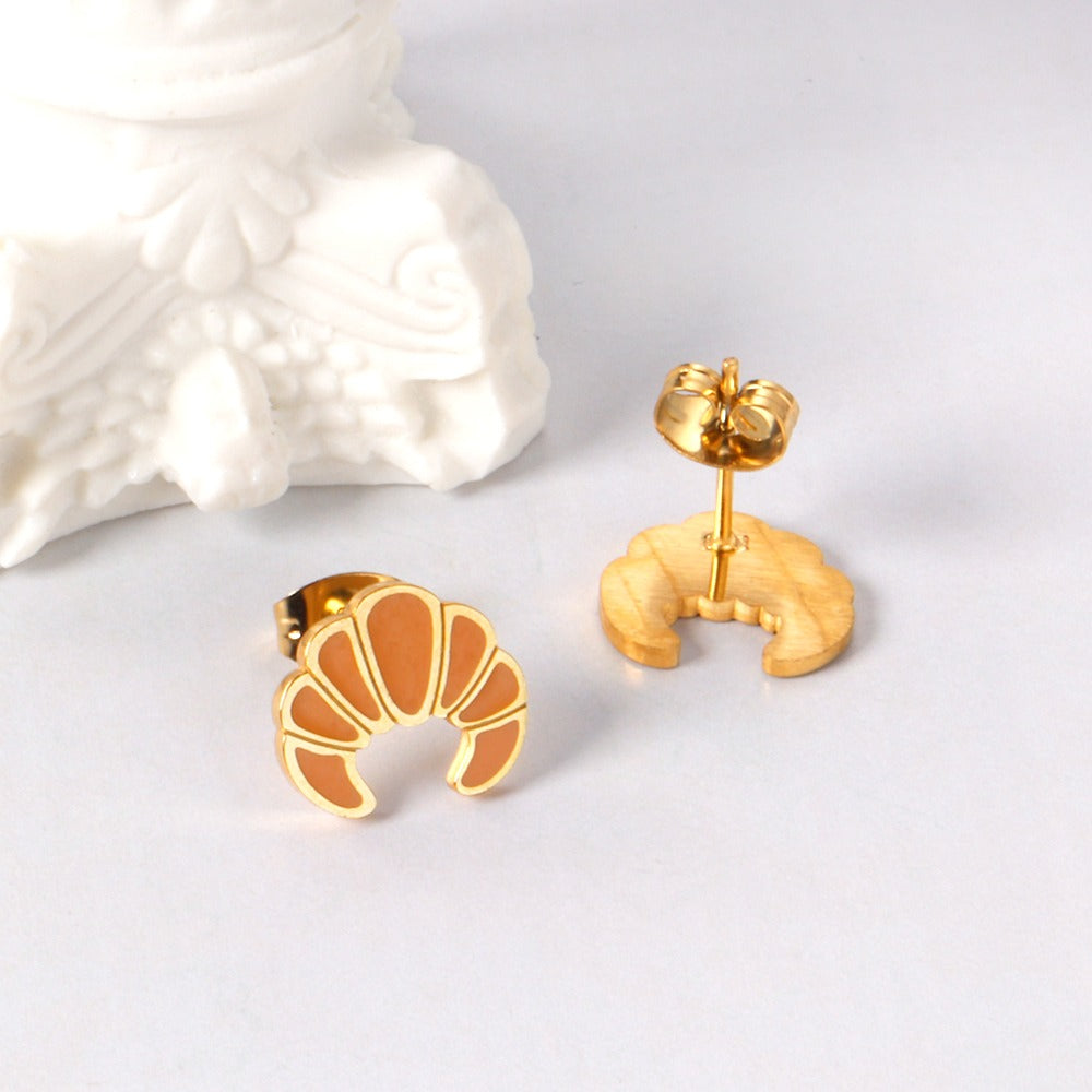 Oh! Cherise Stainless Steel 18k Gold Plated Stud Earrings