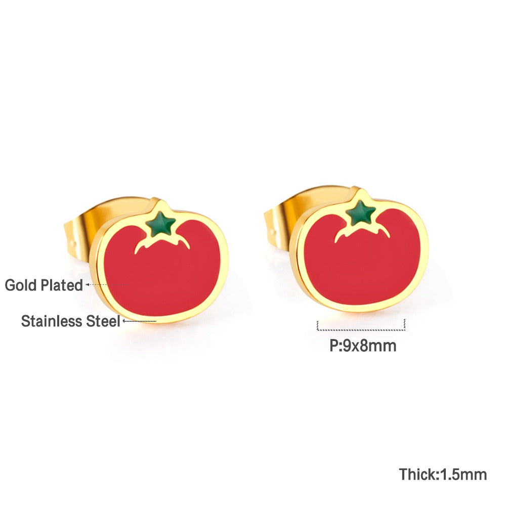Oh! Cherise Stainless Steel 18k Gold Plated Stud Earrings