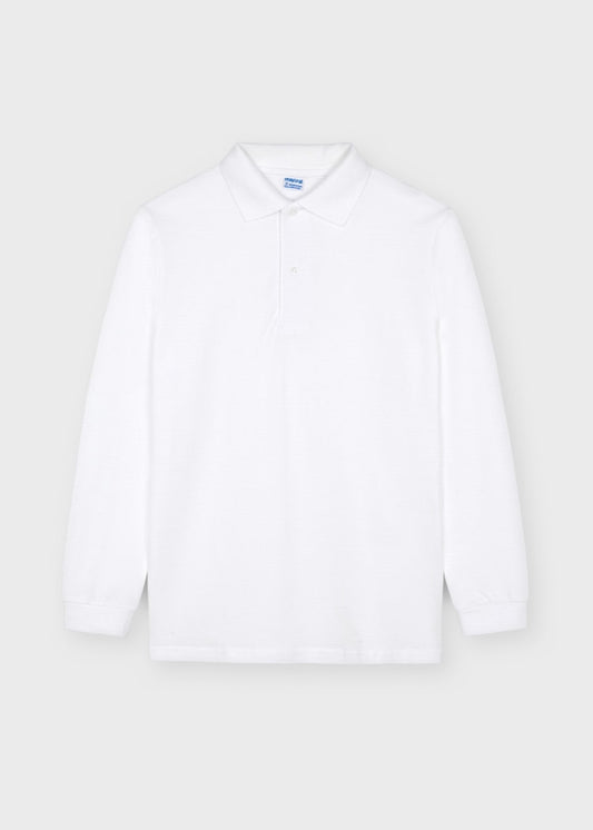 Mayoral - School Uniform Long Sleeve Polo Shirt - White