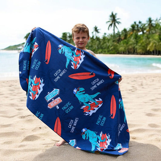 K5 - Microfiber Towel - Surfing Dinosaur