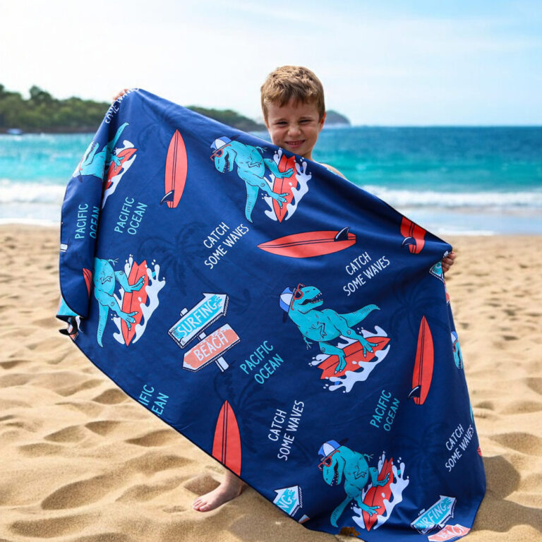 K5 - Microfiber Towel - Surfing Dinosaur