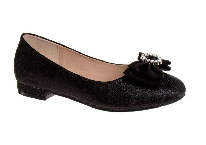 Badgley Mischka Girls Amelia Glitter Bow Flat