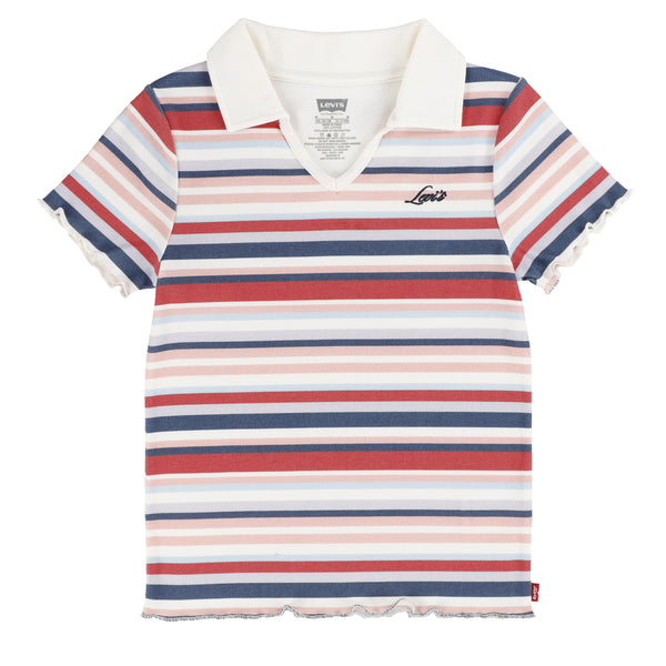 Levi's- Girls' Ribbed Knit Striped Polo Top