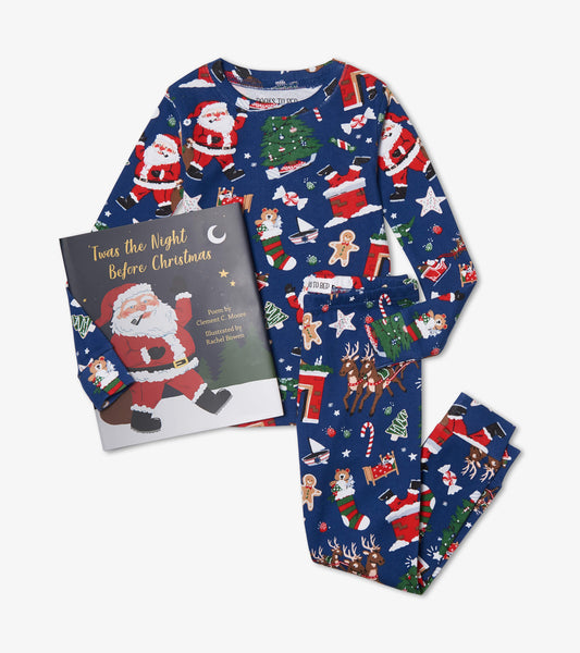 [Keep as DRAFT] Navy Night Before Christmas Pajama- Flat Pack With Book