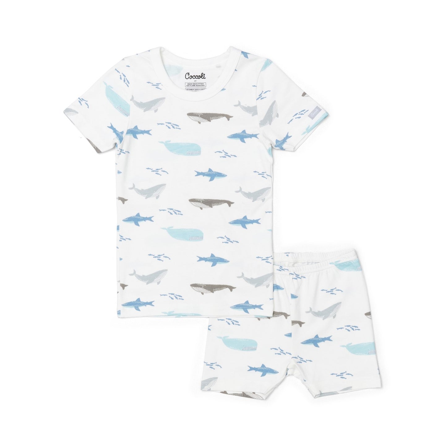 COCCOLI - Cotton-Modal Short Pyjama Ocean Life on Cream