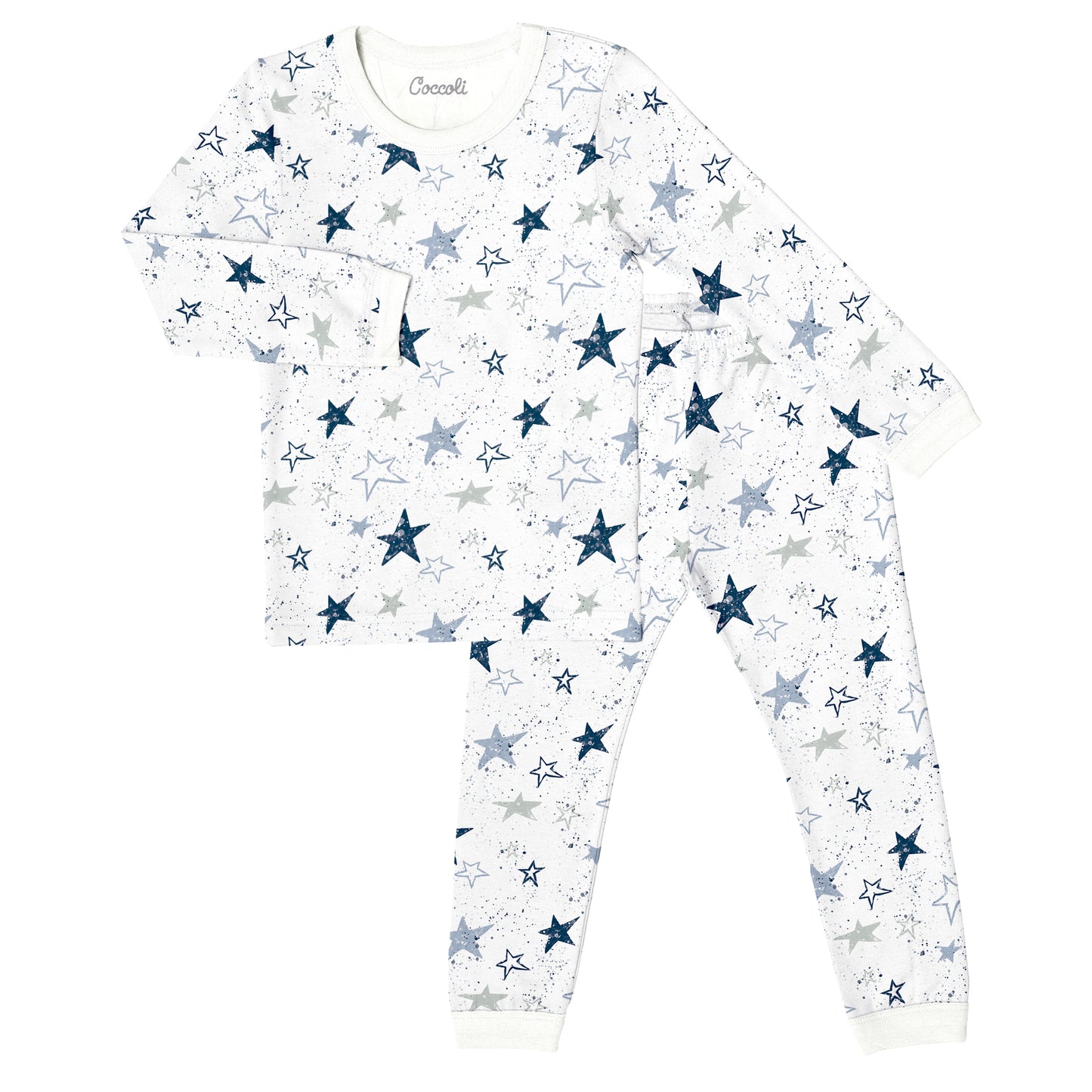 Coccoli Modal Long Sleeve Pyjama - Stars on Cream - 3Y